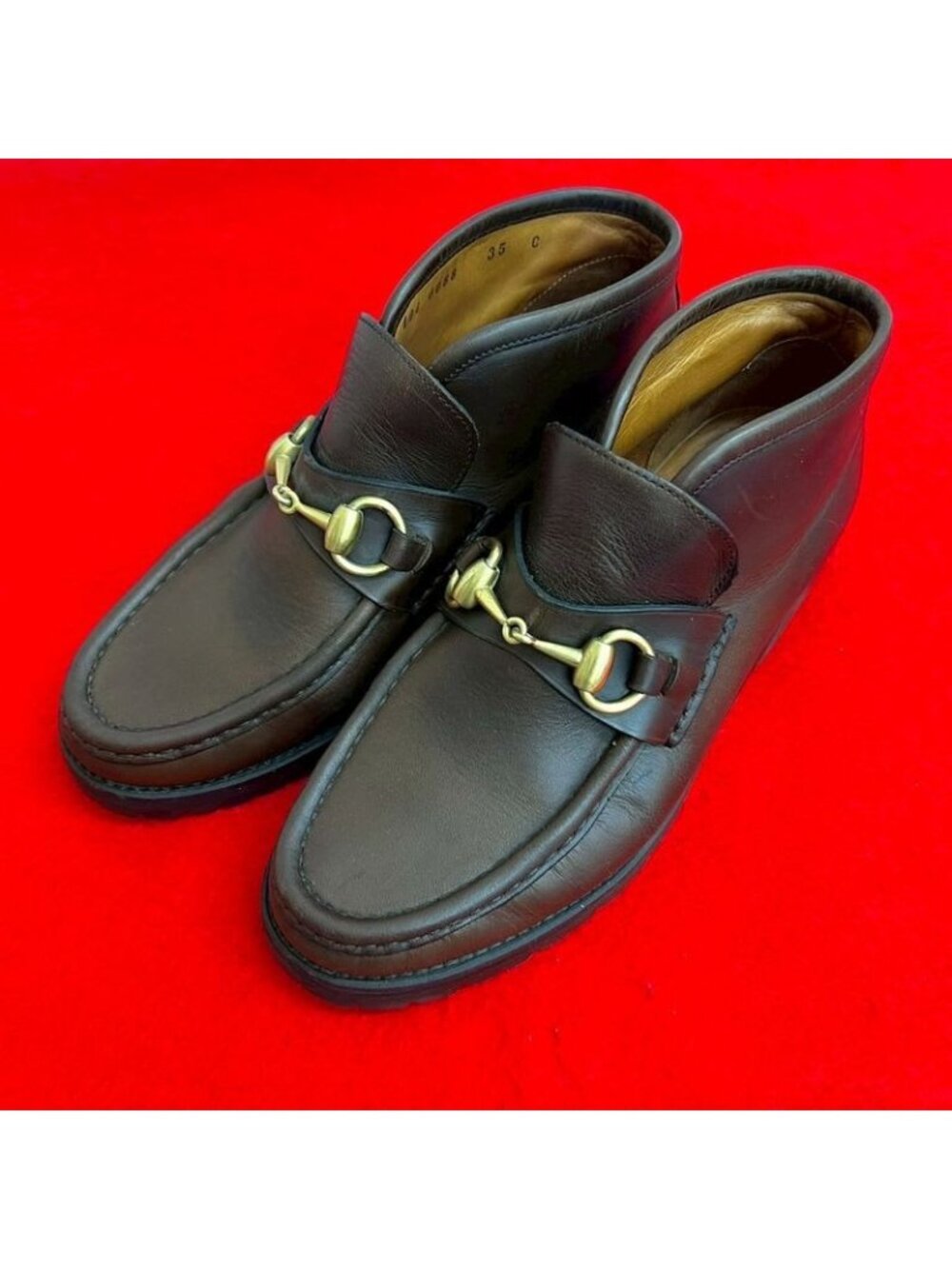Gucci Horsebit Hardware Leather Short Boots Shoes 35 Size Brown - Picture 2 of 7
